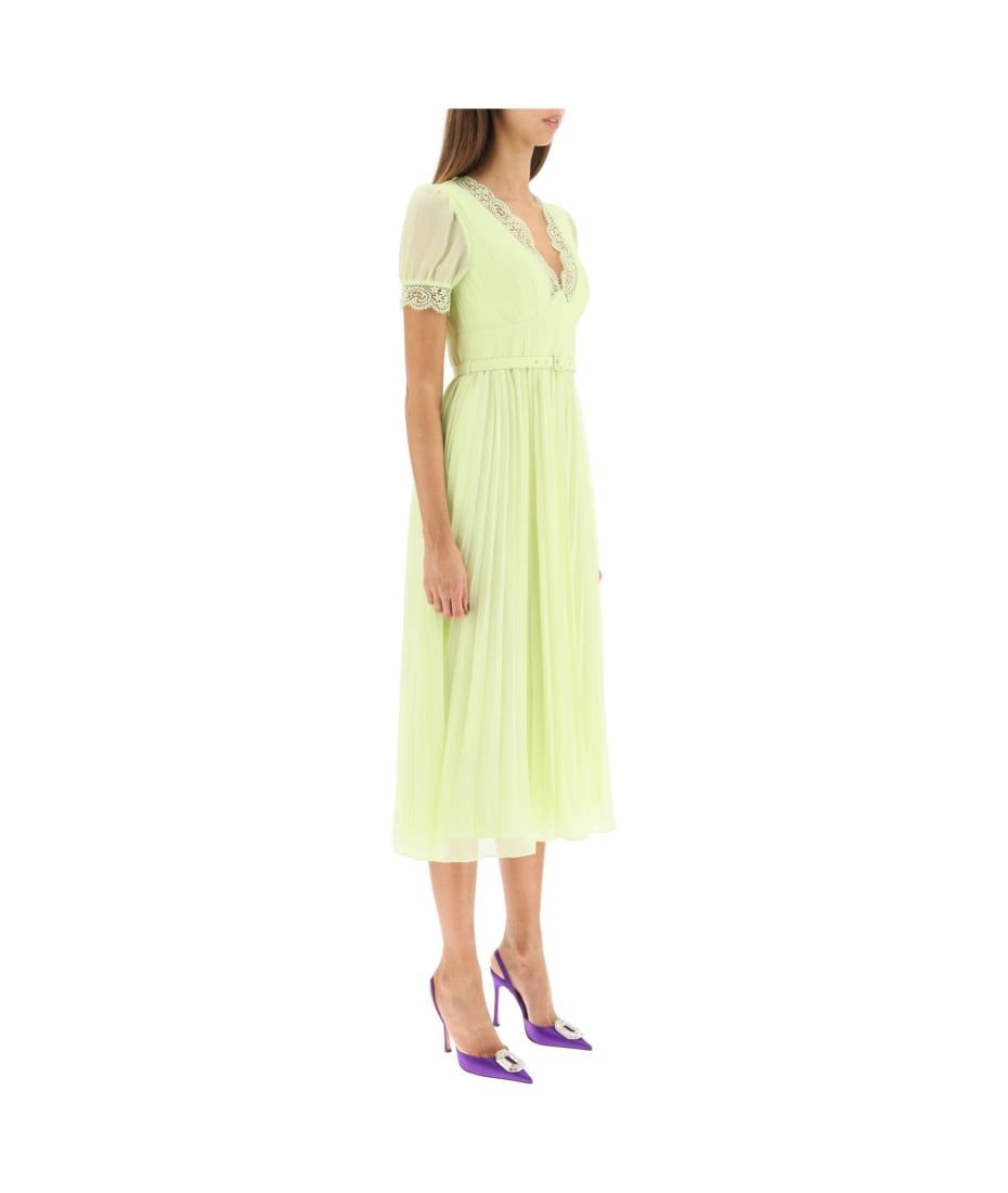 white christmas dresses Brown Check Chiffon Midi Dress – self-portrait-US