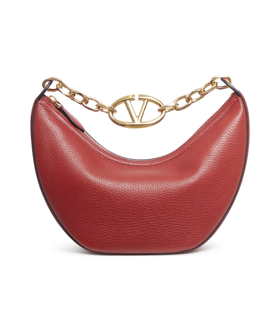 【関税&送料込】Valentino Garavani Vlogo Moon Bag Vlogo Moon Medium Grainy Calfskin Hobo Bag With Chain for