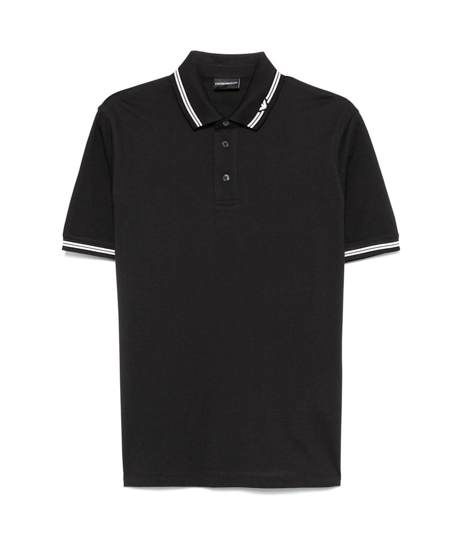 Tシャツ・カットソー EMPORIO ARMANI SS25 POLO SHIRT (EM000858 AF12955 UB118) Stretch piqué polo shirt with micro eagle embroidery
