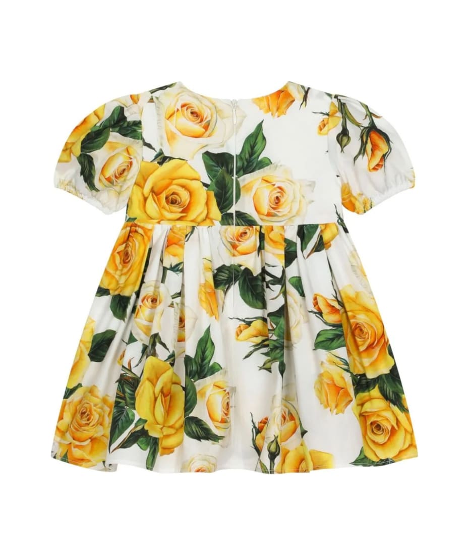 Dolce & Gabbana Yellow Rose Print jumpsuit Short-sleeved Dress - Yellow