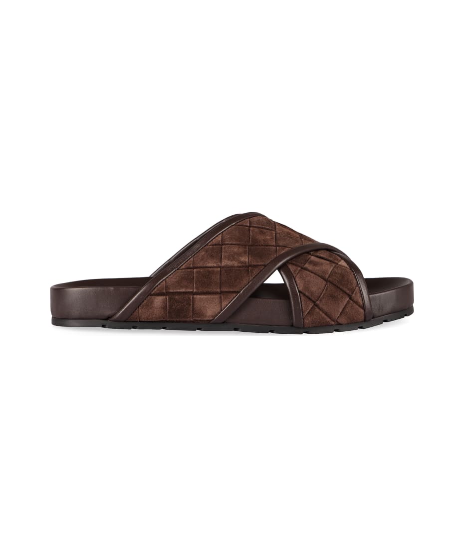 サンダル BOTTEGA VENETA  Slippers and Clogs Men Rubber Brown/Jute Bottega Veneta Tarik Leather And Rubber Slides | italist