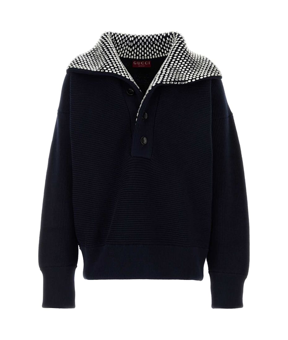 【送料&関税込】Gucci Navy Blue Stretch Cotton Blend Polo Sh Gucci Navy Blue Stretch Cotton Blend Polo Shirt | italist