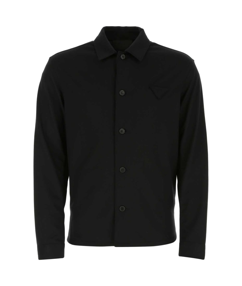 【送料&関税込】Prada Black Wool And Cashmere Shirt Black Wool And Cashmere Shirt | PRADA