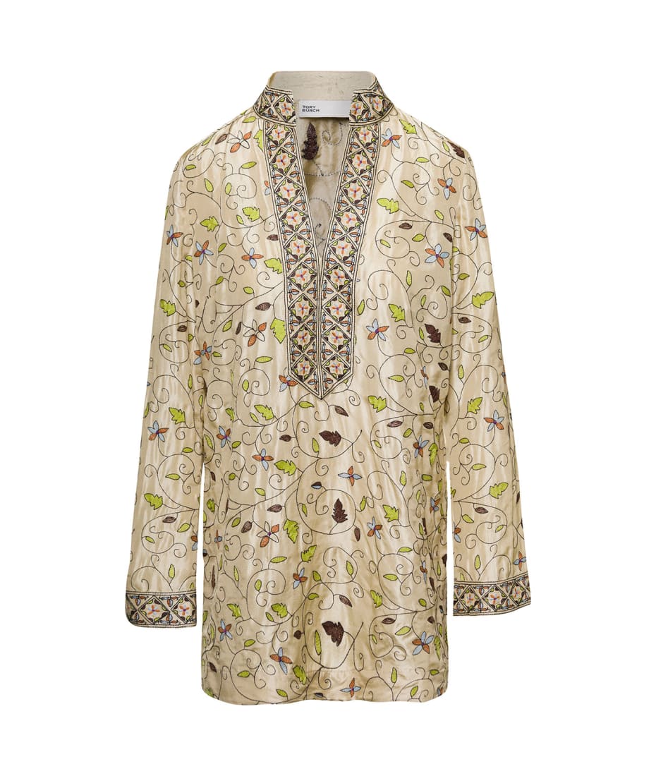 Tory Burch Multicolor Embroidered Leaf-print Tunic In Silk Woman | italist,  ALWAYS LIKE A SALE