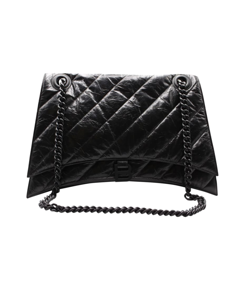 Crush Large Chain Shoulder Bag in Black - Balenciaga