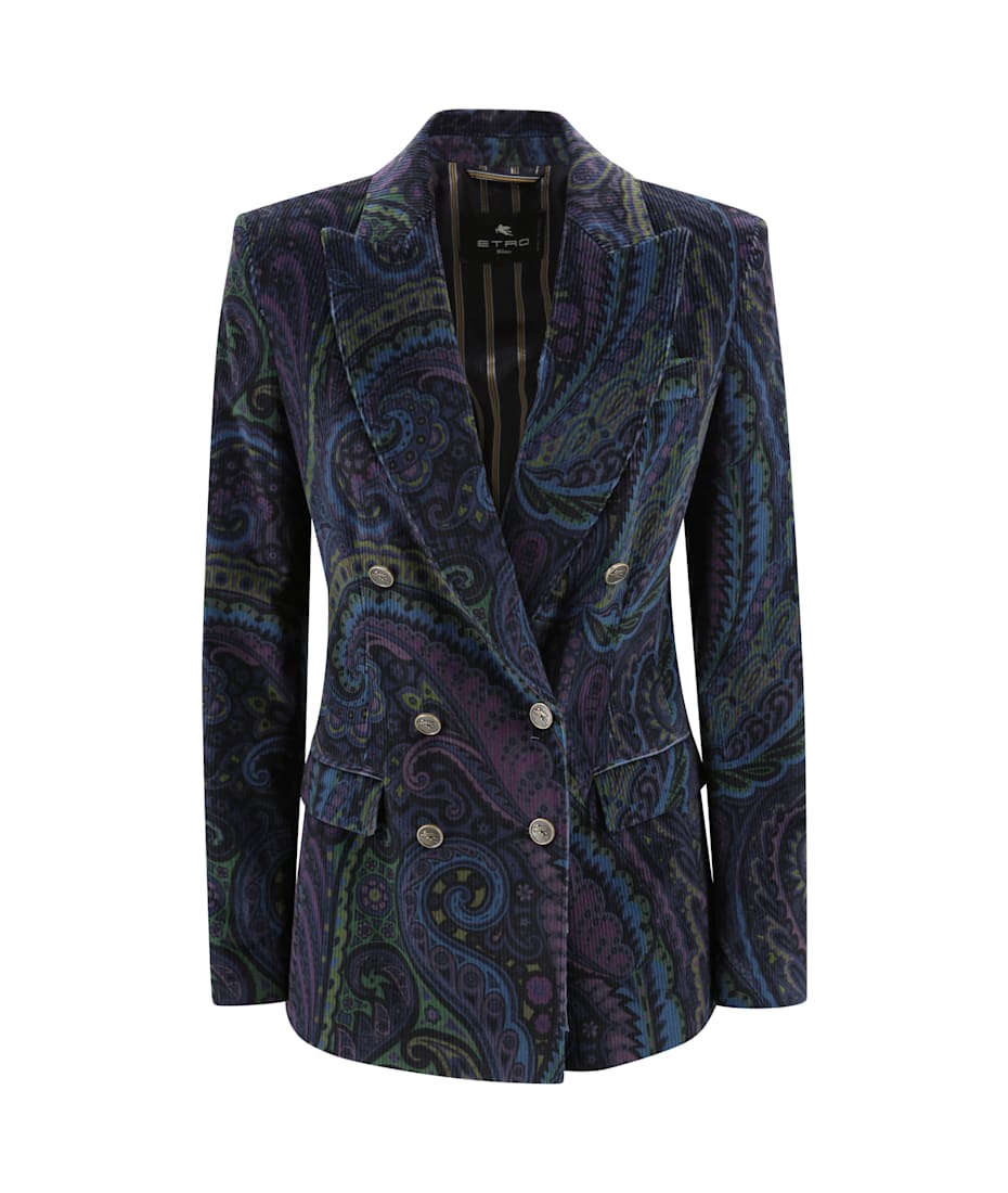 ボトムスその他 Etro Multicolored Jacquard Cotton Double-Breasted Jacket Etro Double-breasted Jacket | italist
