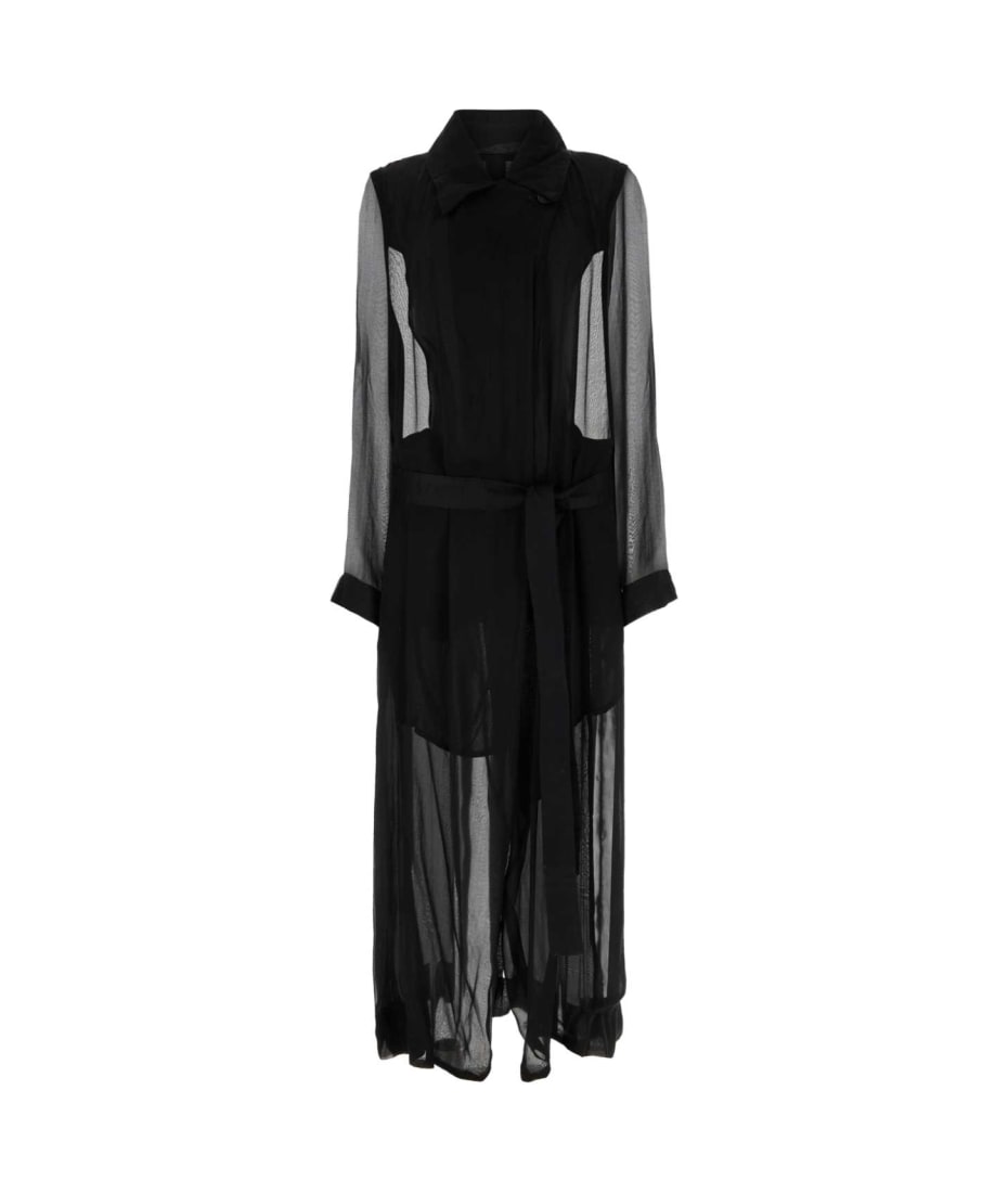 コート Ann Demeulemeester Black crepe ine trench coat Ann Demeulemeester Black Crepe Georgine Trench Coat