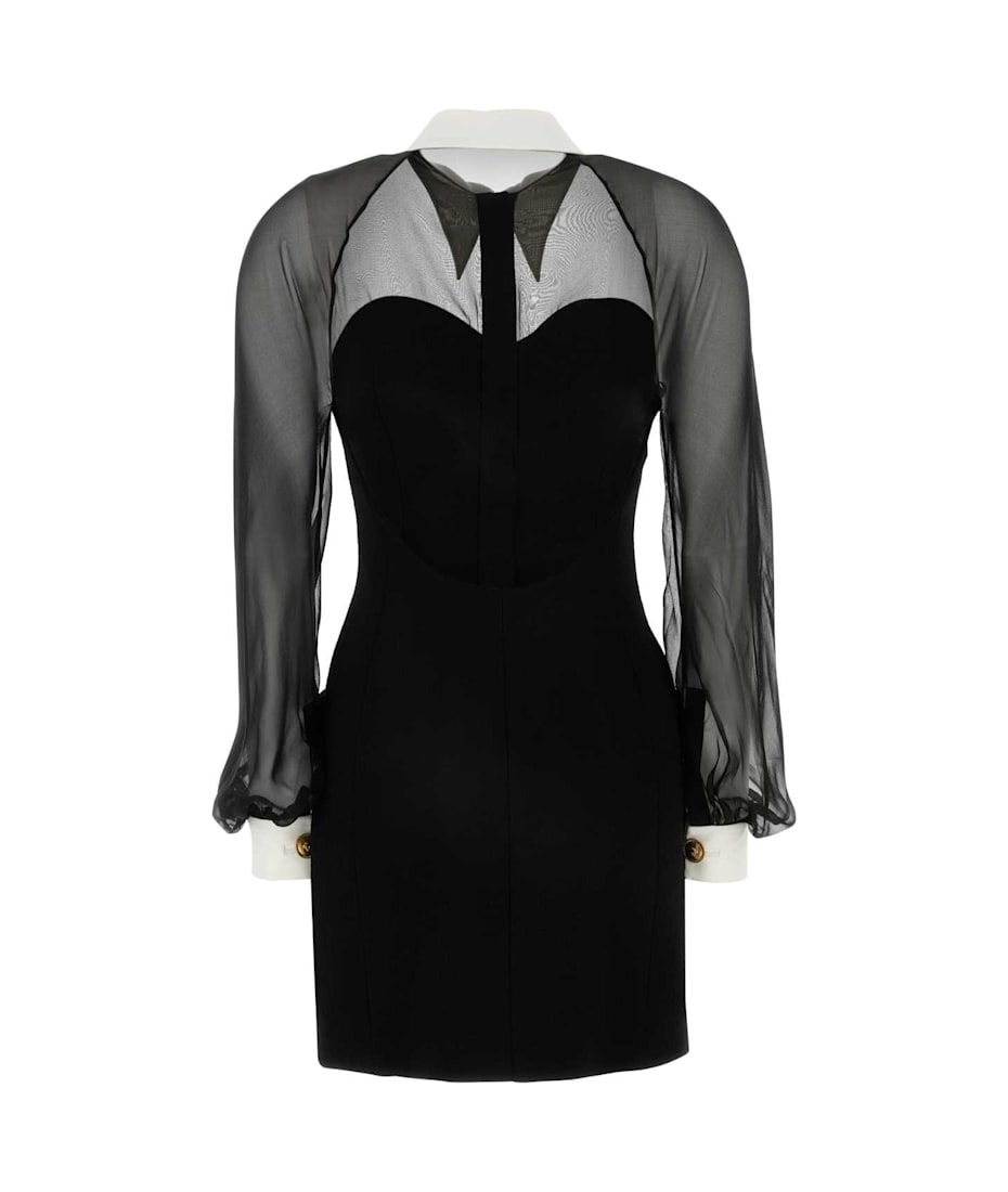 Versace Black Crepe And Chiffon Blazer Dress | italist