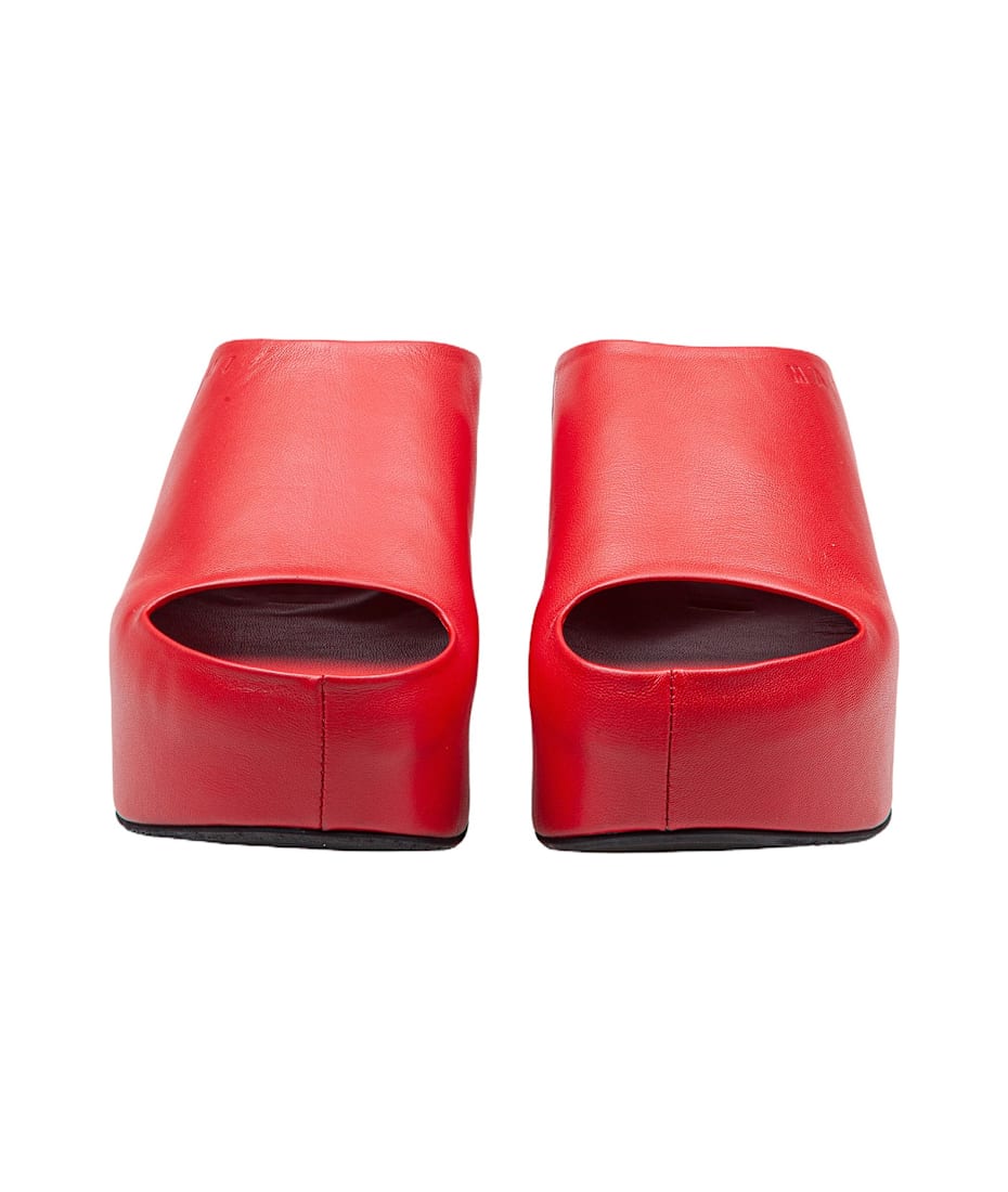Marni Slide With Chunky Clog In Red Leather | italist