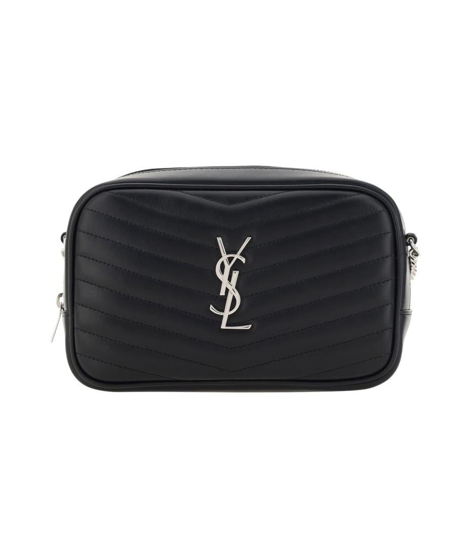 Saint Laurent Midnight Patent-leather Clutch Bag In Nero