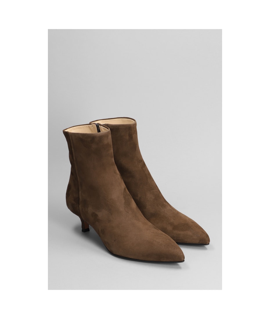 High Heels Ankle Boots In Brown Suede