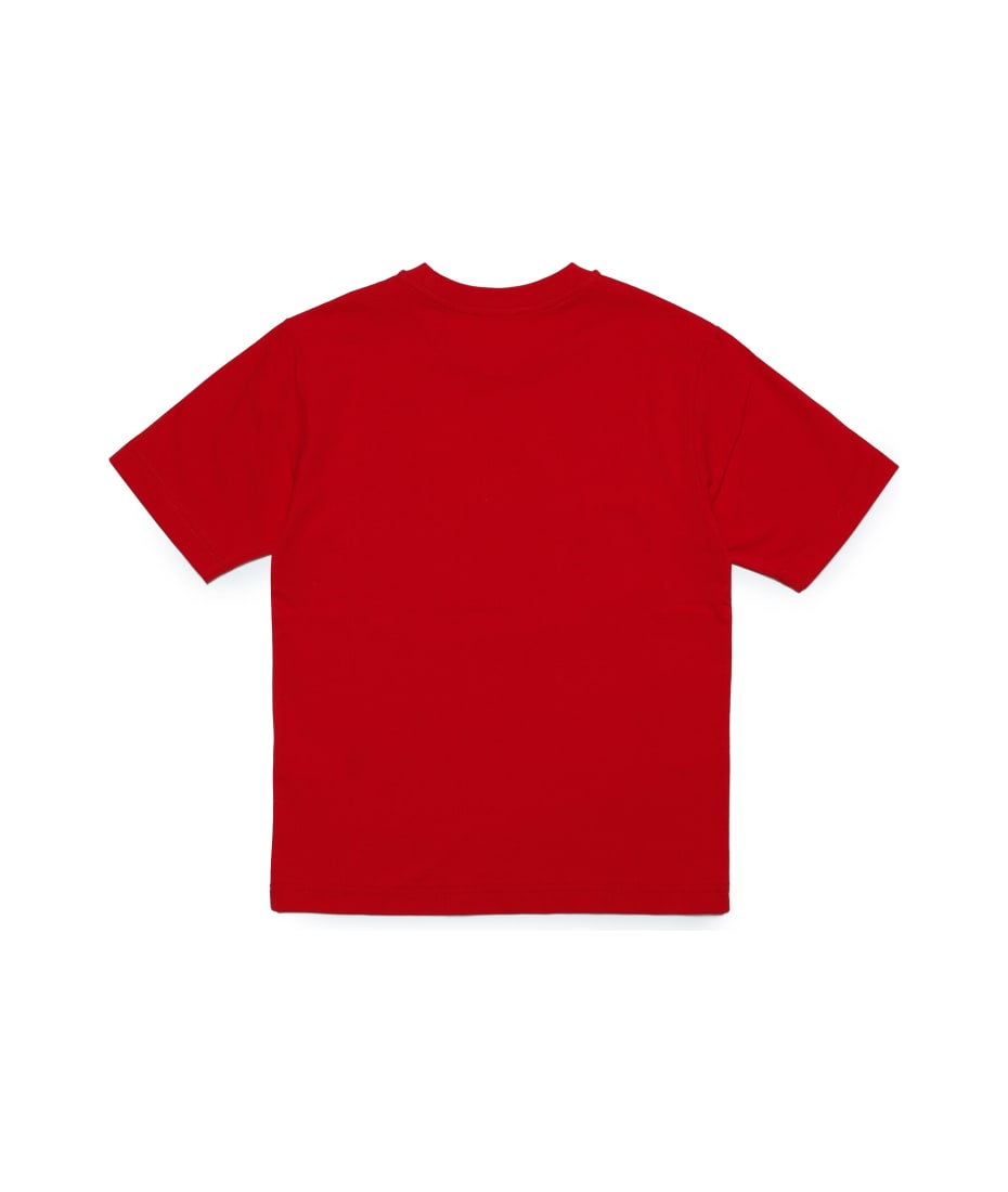 Tjuste16 Over T-shirt Diesel Red Jersey T-shirt With Watercolor