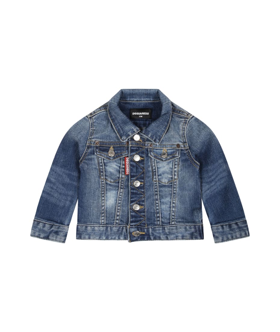 Baby boy denim jacket with fur collar best sale