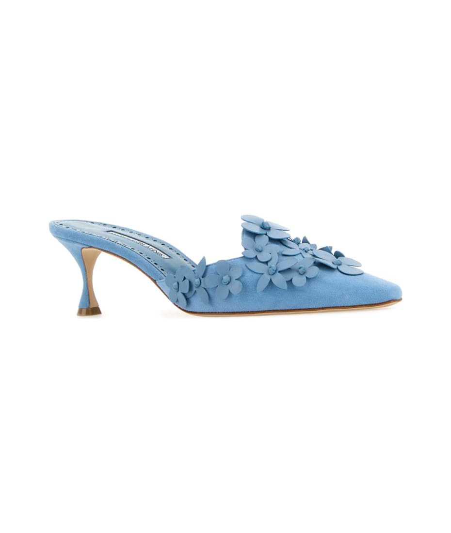 パンプス MANOLO BLAHNIK Light Blue Suede Harnes Mules Manolo Blahnik Light Blue Suede Harnes Mules | italist