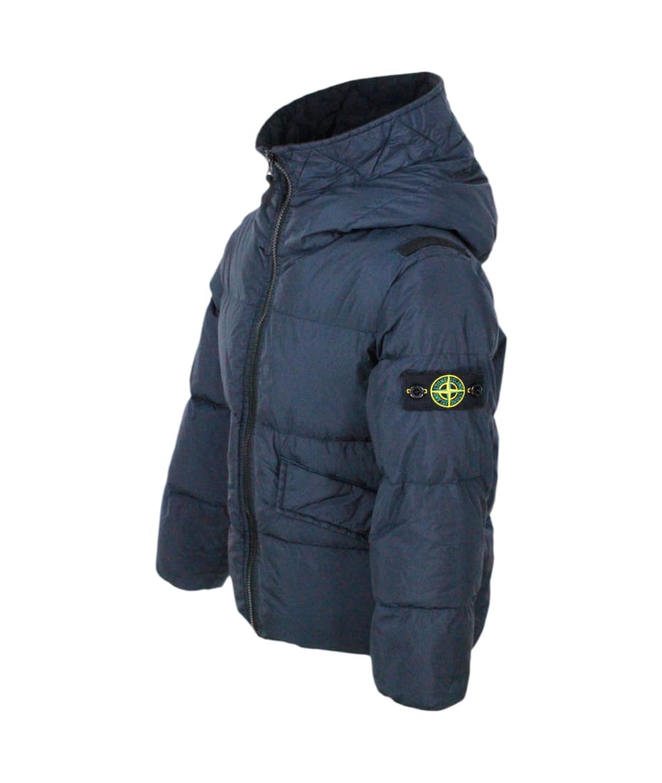 Down Jacket In Real Goose Down With Hood In Nylon Metal Econyl In