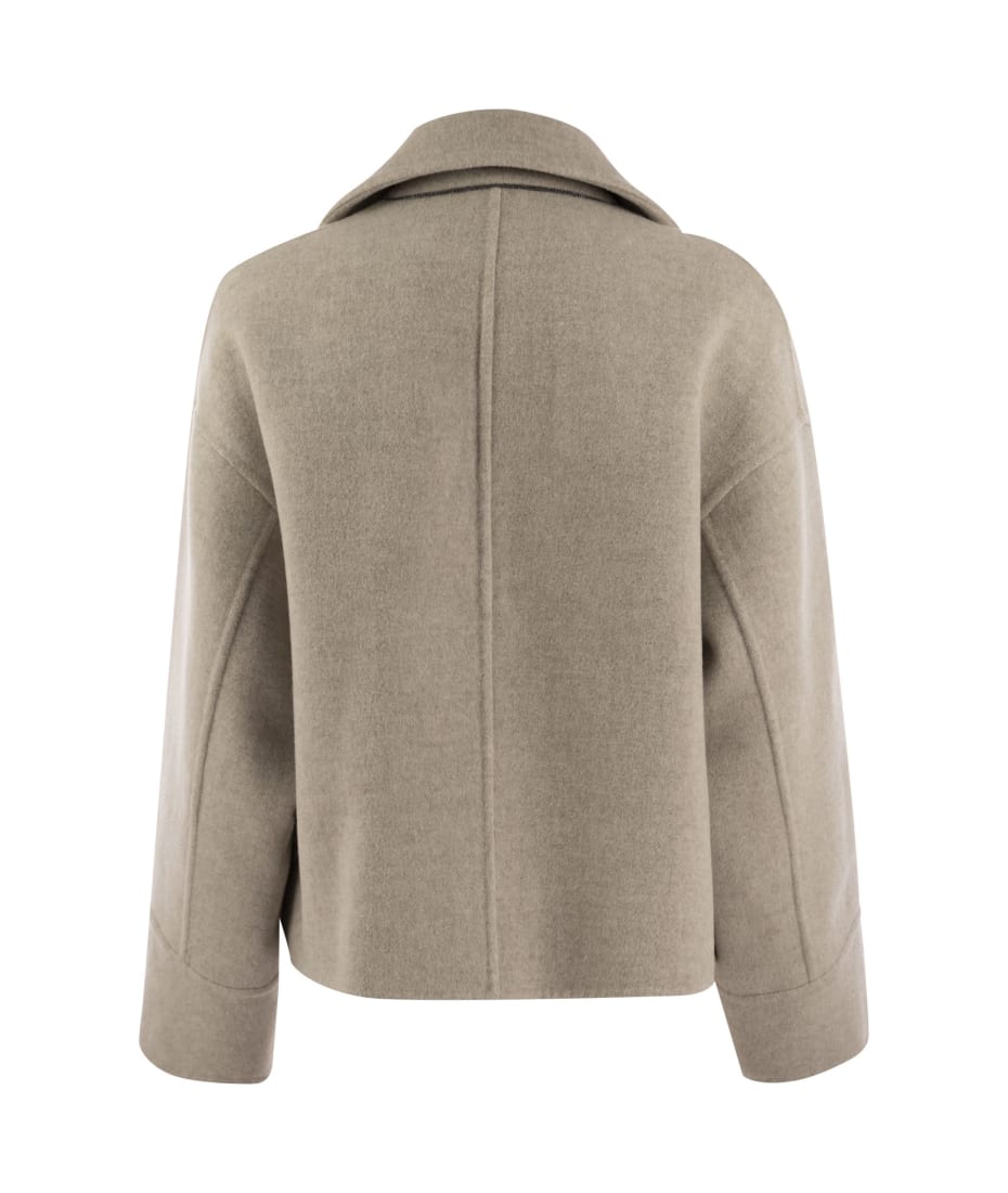 ジャケット BRUNELLO CUCINELLI Double-breasted wool and cashmere short c Wool and cashmere jacket in beige - Brunello Cucinelli