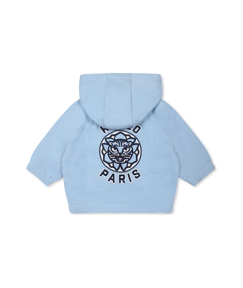 Kenzo Kids Light Blue Sweatshirt For Baby Boy With Tiger italist