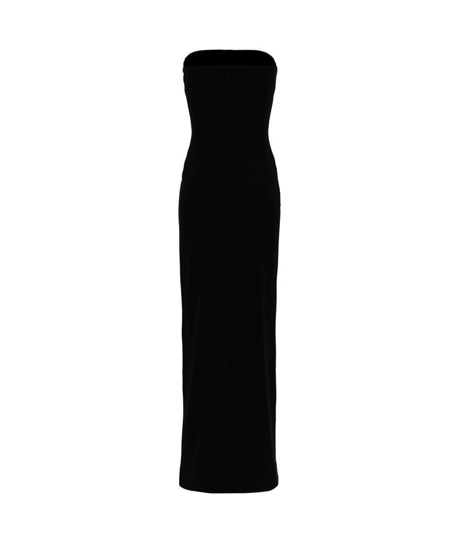 Solace London 'bysha' Long Black Dress With Front Split In