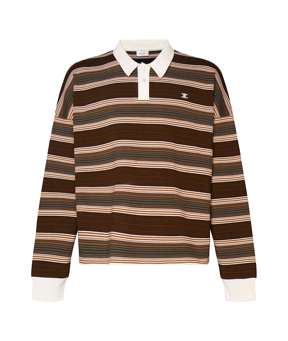 Celine Logo-embroidered Striped Polo Shirt | italist, ALWAYS