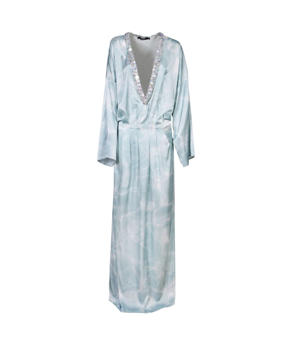 Amen Light Blue Marble Satin Kaftan Dress | italist, ALWAYS LIKE A SALE