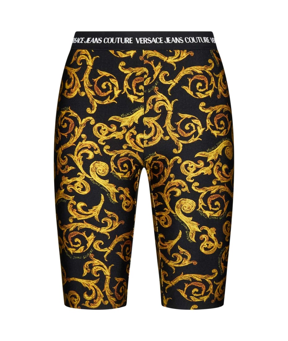 Versace Jeans Couture Black and Gold Logo Leggings