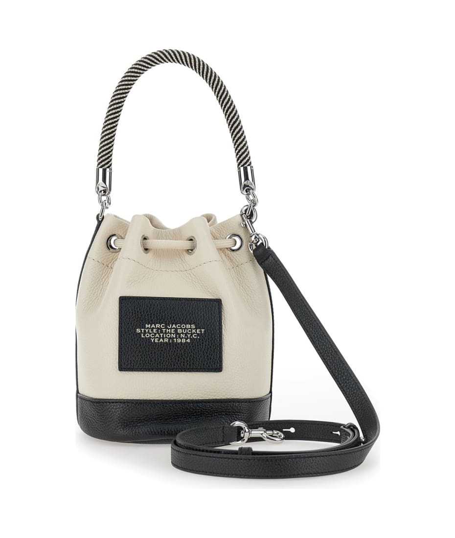 Marc Jacobs 'the Leather Bucket' White And Black Handbag