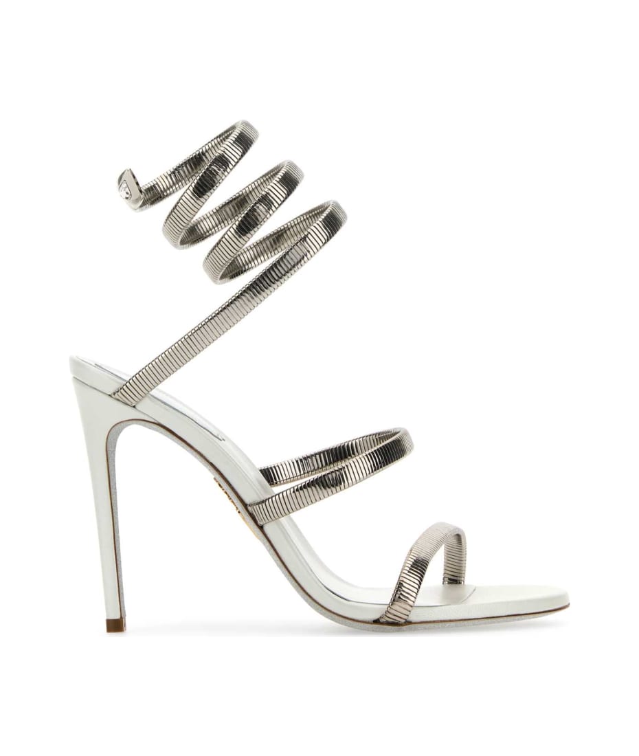 René Caovilla Silver Metal Juniper Sandals italist, ALWAYS LIKE