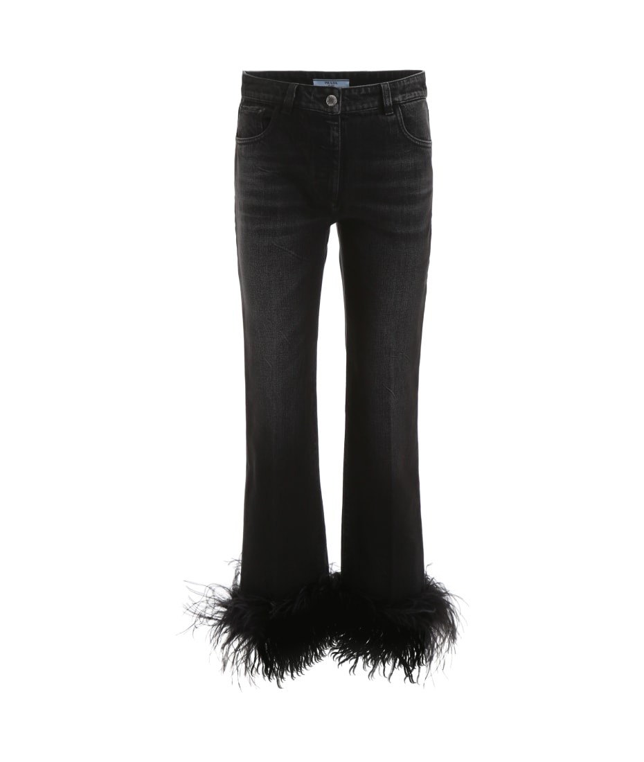 Prada Jeans With Ostrich Feathers | italist