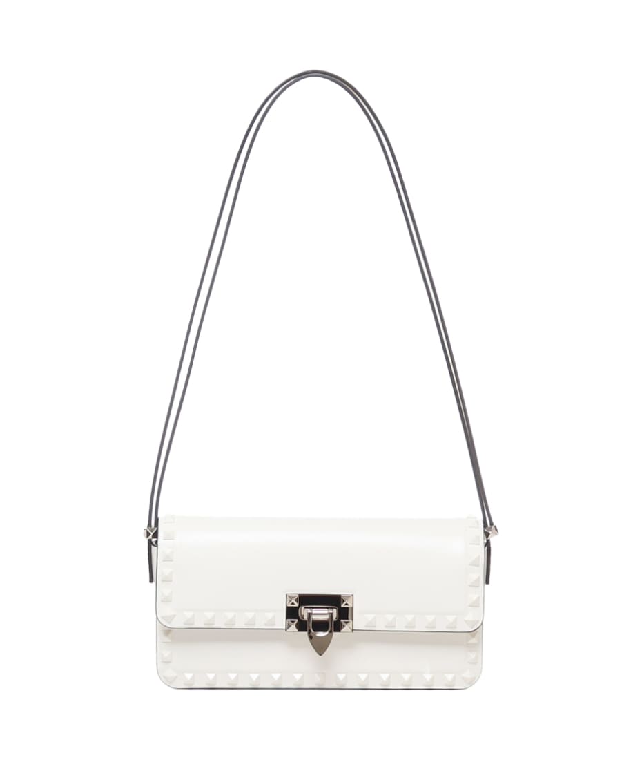 【関税&送料込】Valentino Garavani Ivory Leather Rockstud Ha Valentino Garavani - Rockstud Ivory Leather Mini Crossbody Bag