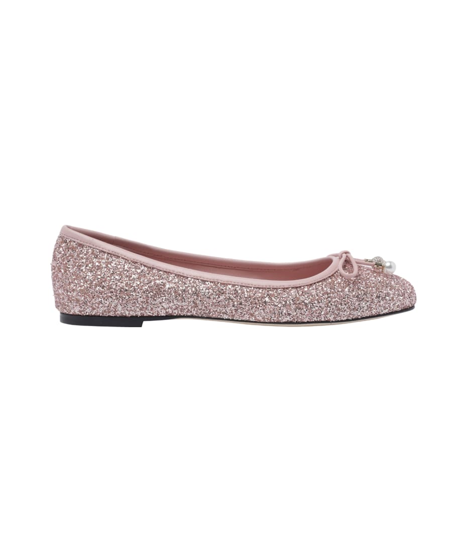 【送関込】Jimmy Choo☆ジミーチュウ Elme flat Elme Flat | クリスタル付 ホワイト/ホワイト サテン・フラット