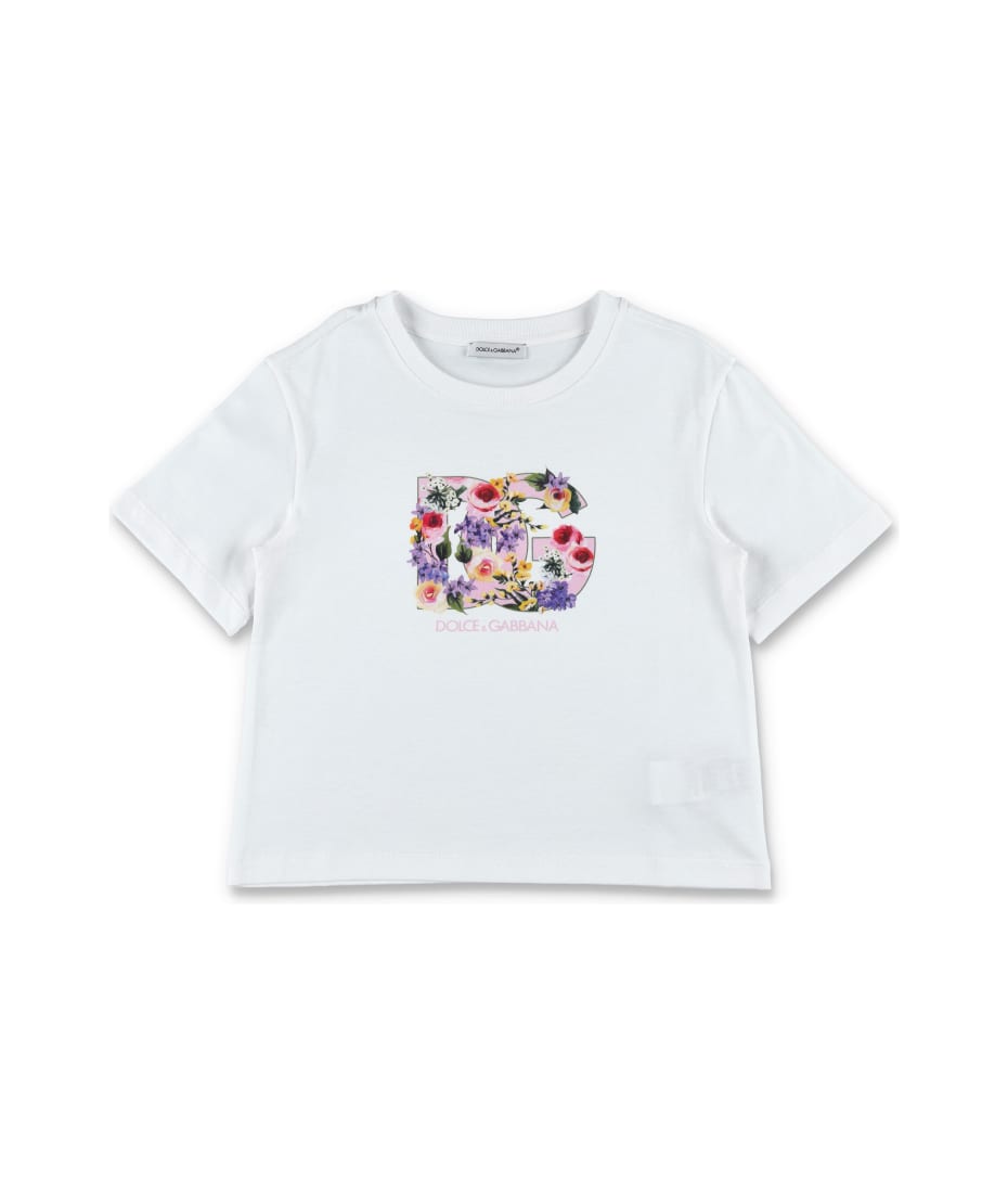 【Dolce & Gabbana】プリント入りコットンTシャツ DOLCE & GABBANA T-shirt White Graphic Print Cotton Crew Neck