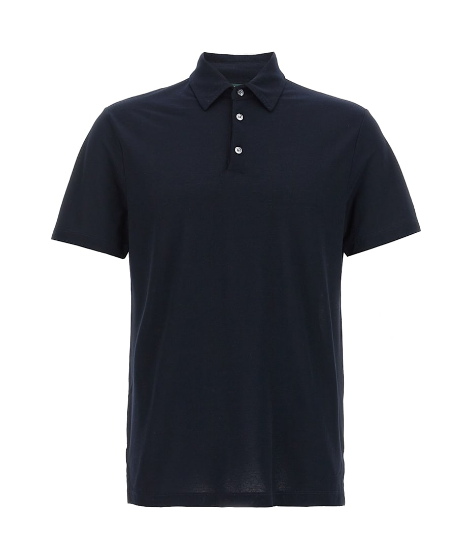 【関税&送料込】Zanone T-shirts and Polos Blue Zanone - Certified interlock cotton slim fit polo shirt