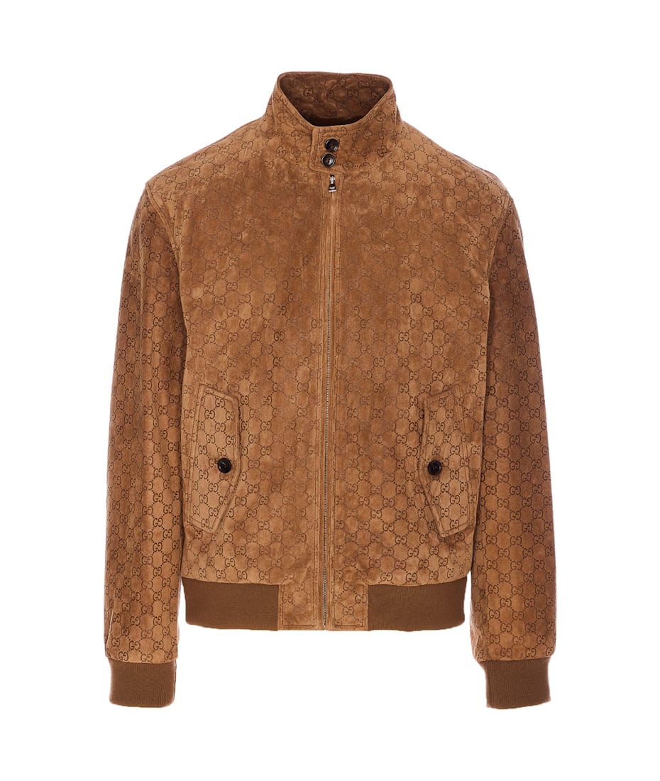 【GUCCI】EMBOSSED GG SUEDE BOMBER JACKET Embossed GG suede bomber jacket in black | GUCCI® US
