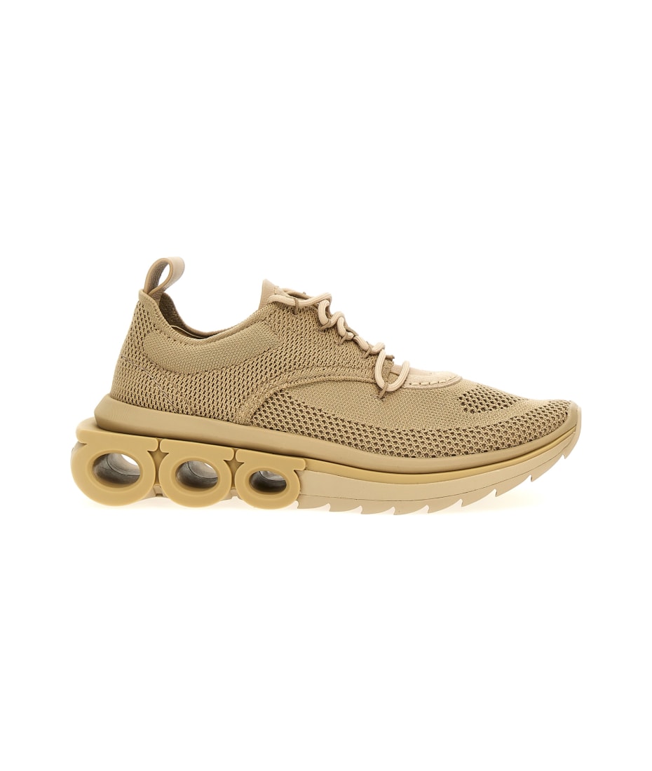 スニーカー FERRAGAMO 'Nima' sneakers Beige 760869 Ferragamo Gancini-Plaque Round-Toe Sneaker, Size 6.5 030391