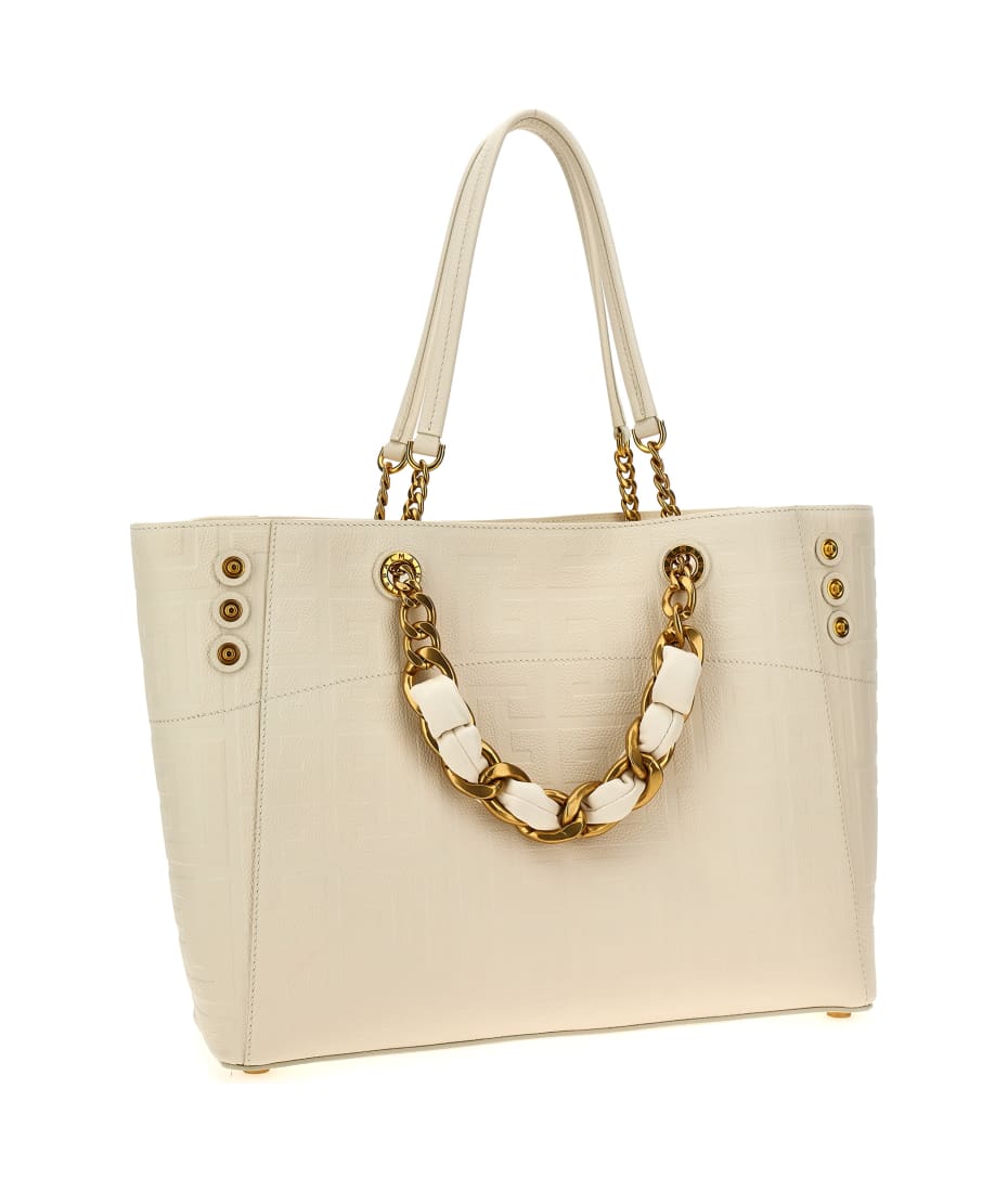 1945 Leather Tote Bag in White - Balmain