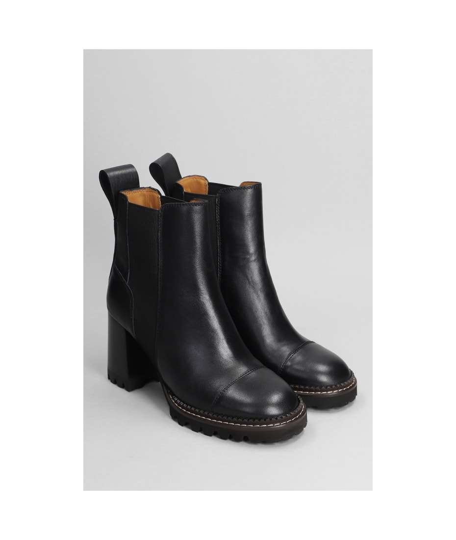 See by Chloé Mallory High Heels Ankle Boots In Black Leather
