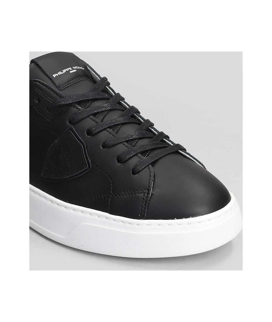 Philippe Model Temple Low Sneakers In Black Leather