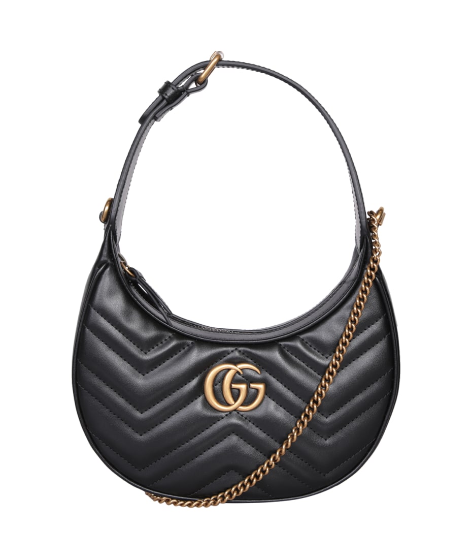 GG Marmont half-moon-shaped mini bag in black leather