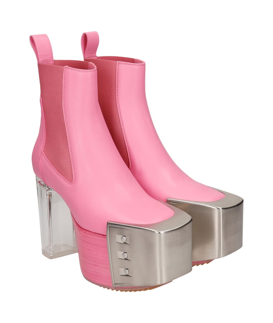 Rick Owens High Heels Ankle Boots In Rose-pink Leather italist