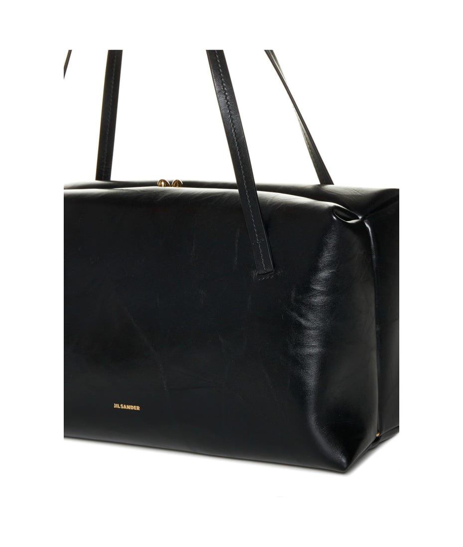 トートバッグ JIL SANDER Black Leather Goji Handbag JIL SANDER Medium Goji Soft Handle Leather Bag Jil Sander