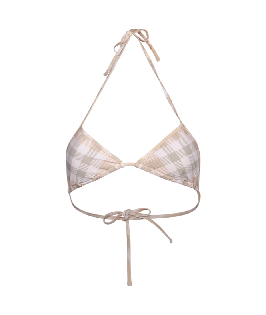 【送料&関税込】Burberry Checked Halterneck Triangle Bikini Check Triangle Bikini in Archive beige Yellow - Women, Nylon