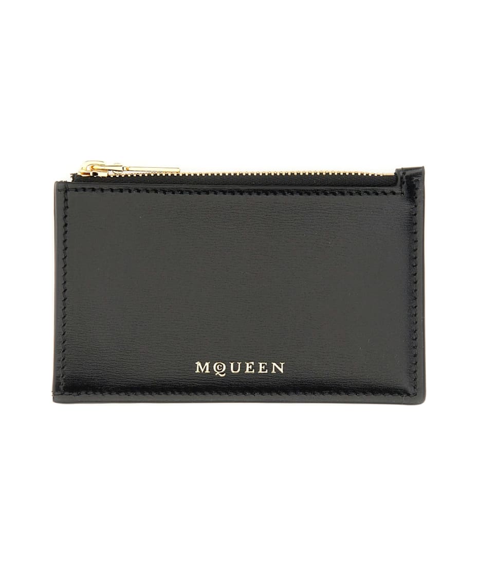 【関税&送料込】Alexander Mcqueen Zippered Card Holder Women's McQueen Sling Zip Card Holder in Black | McQueen US