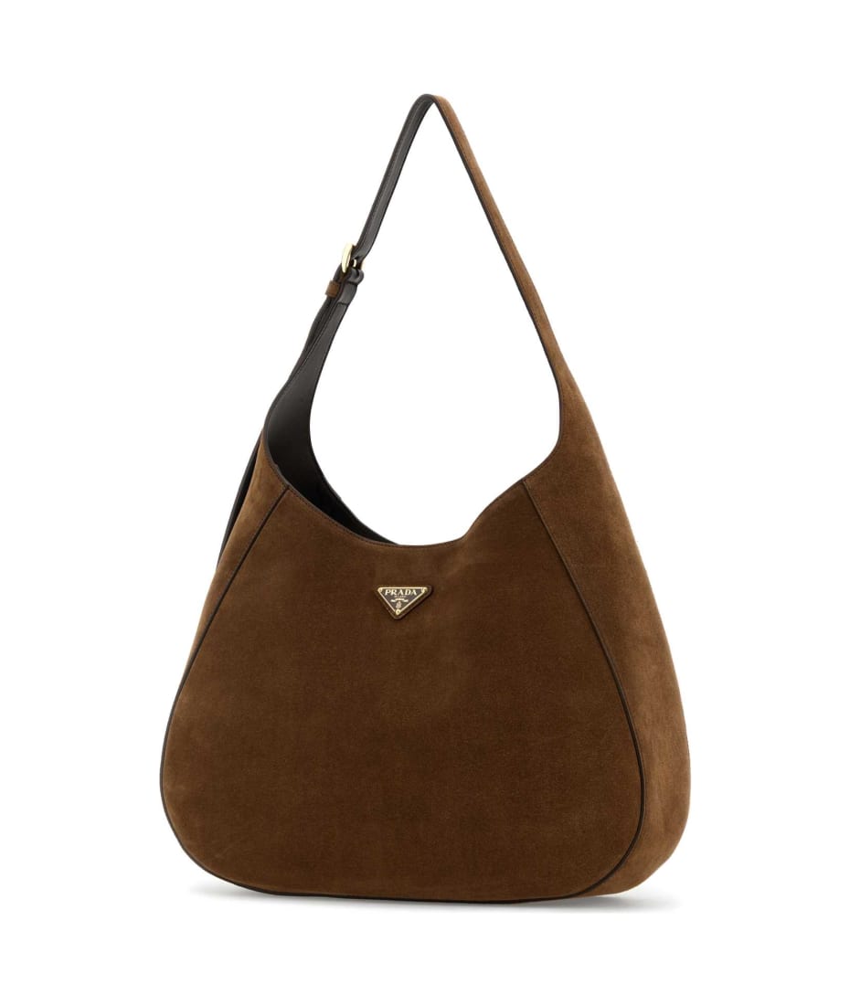 ショルダーバッグ・ポシェット PRADA Brown suede big ArquA handbag (1BC212VOVO2C4S F0324) Prada Brown Suede Large Shoulder Bag | italist