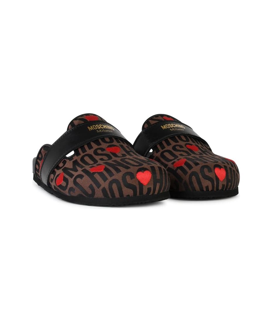 【関税＆送料込み】Moschino Brown Leather Blend Slippers Moschino Brown Leather Blend Slippers | italist