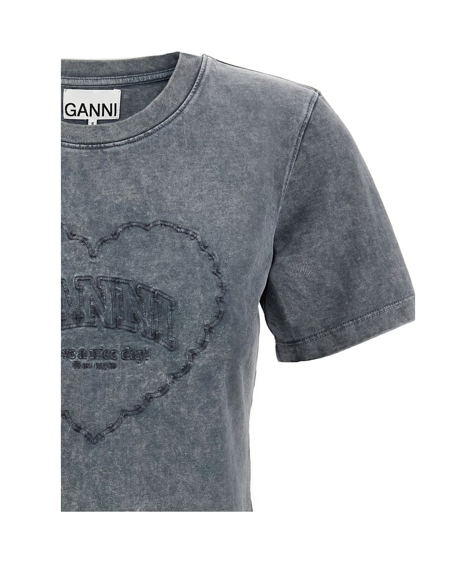 Ganni 'grey Washed Heart' T-shirt | italist