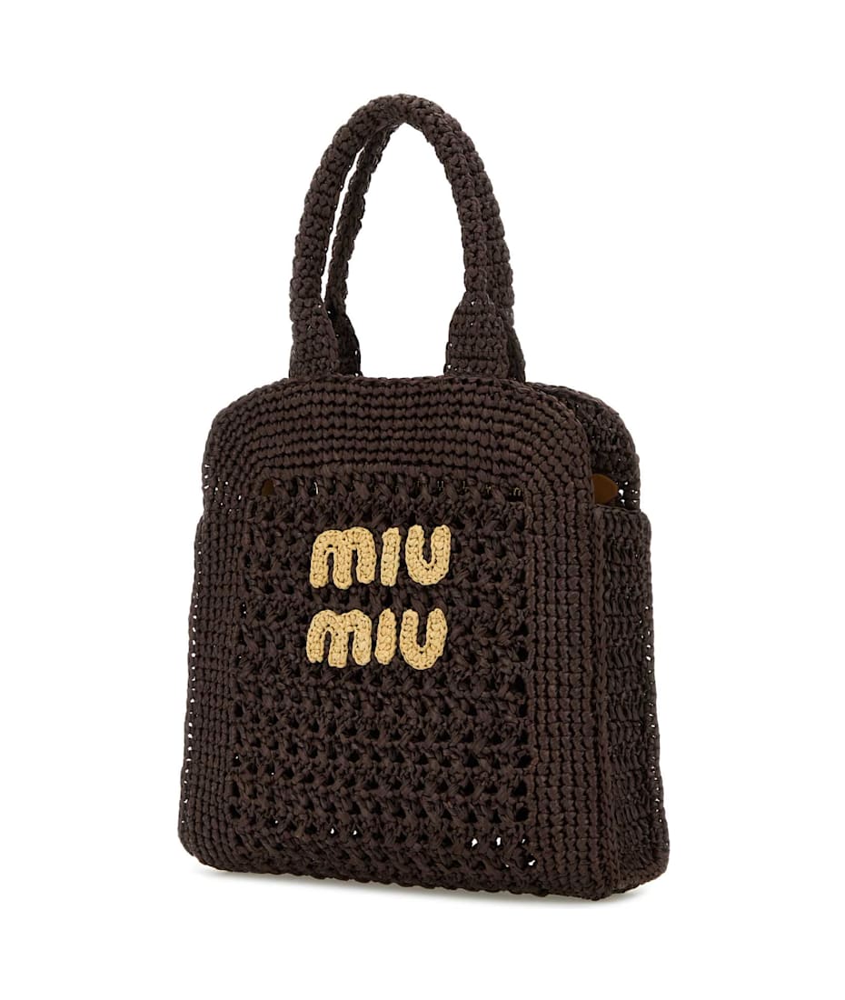 【関税&送料込】Miu Miu Brown Raffia Shopping Bag Miu Miu Brown Raffia Shopping Bag | italist