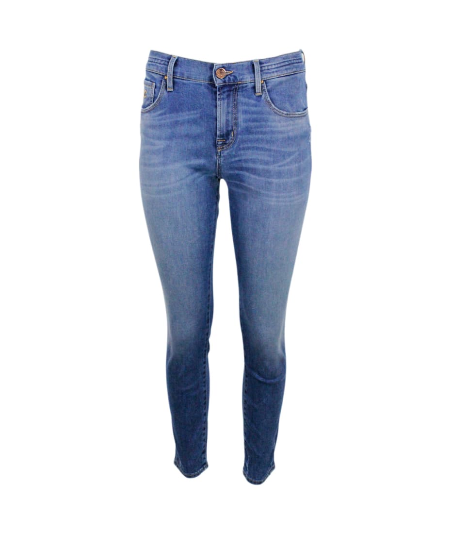 Light Jeans In 5-pocket Stretch Denim With Slim Fit At The Ankle With Zip  Closure And Tears