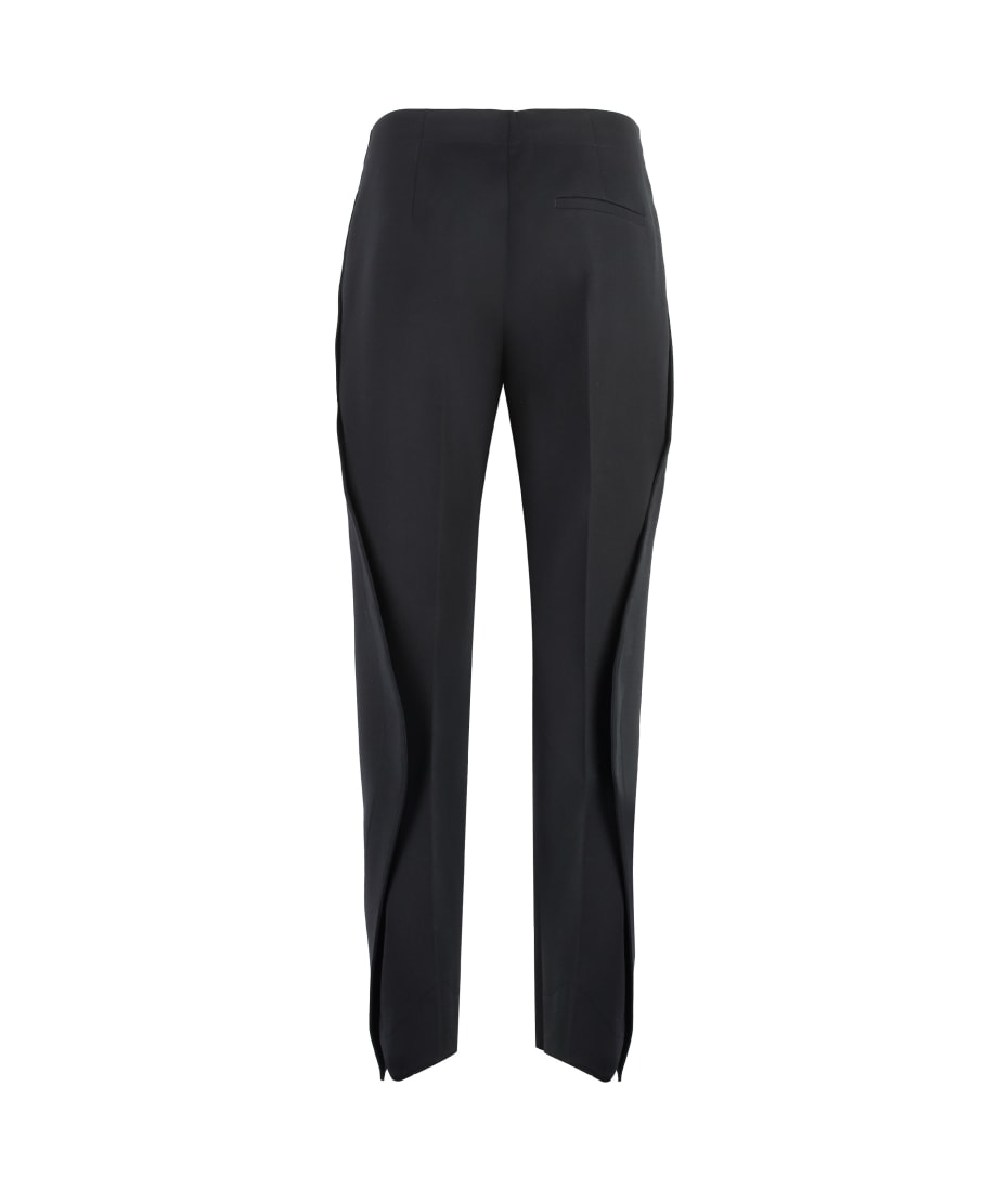 【関税&送料込】Bottega Veneta Wool Trousers With Thin Strip Wool twill straight pants in black - Bottega Veneta | Mytheresa