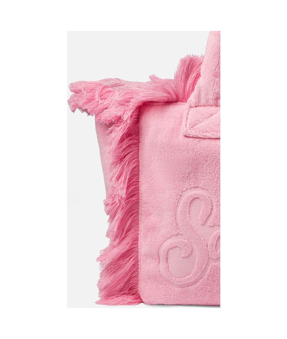 Vanity Pink Terry Shoulder Soft Bag With Embossed Logo