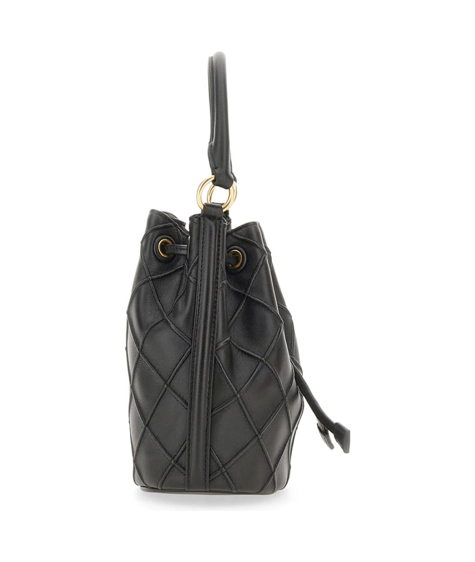 Tory Burch Fleming Soft Shearling Mini Bucket Bag - Black Bucket